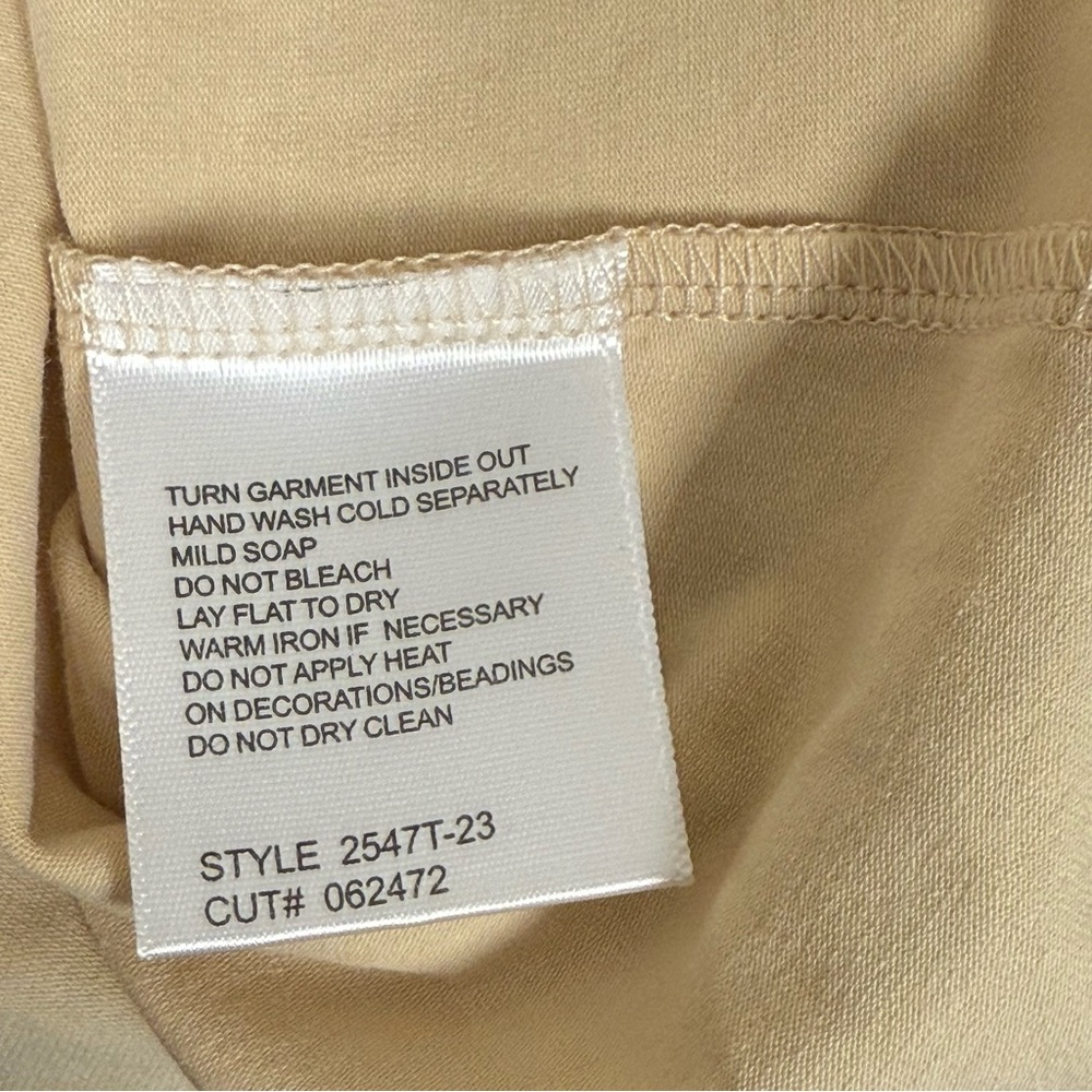 City Girl Nancy Bolen Beige Ruffle Front Sleeveless Top Women’s Large - Picture 6 of 7